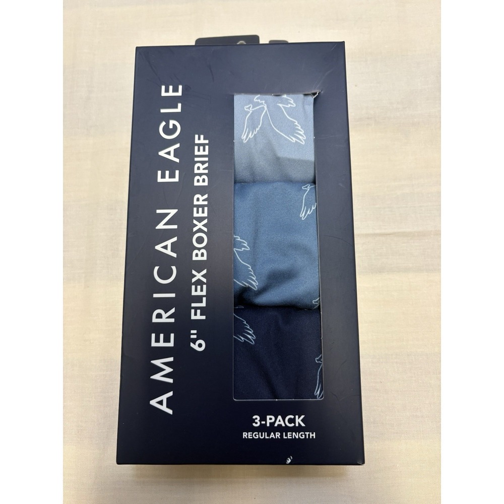 NEW 3 Pack American Eagle Mens XXL 2XL 6" Flex Boxer Brief Blue Multicolor